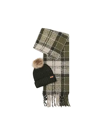 BARBOUR | Geschenkset Beanie und Schal SALTBURN | olive